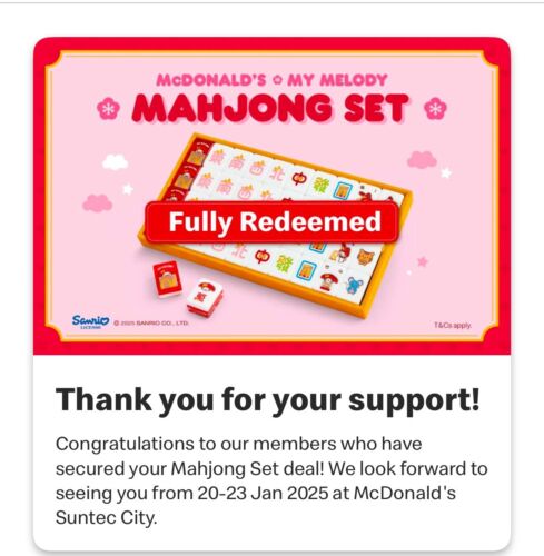 McDonald’s x Sanrio My Melody Singapore / Asia Exclusive Mahjong Set Ltd Edn - Picture 5 of 5
