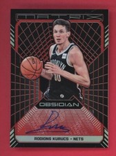 Rodions Kurucs Auto /5 Red 2018-19 Panini Obsidian Matrix #MA-RKC Autograph Nets