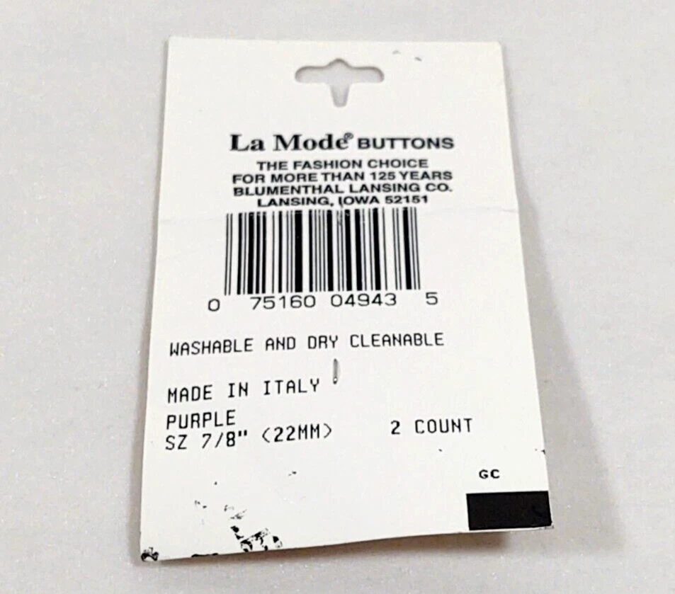 La Mode Clear Purple Button Style 45441 Iridescent Single Button 7/8" 22mm NOS - Image 2 of 3