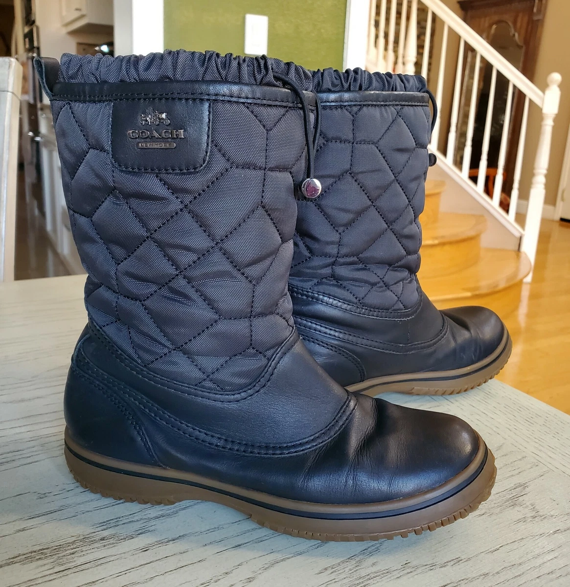 Authentic Coach Samara Leather Nylon Boots size 5 400 eBay