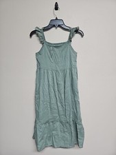 NWT GAP KIDS Girl's Dress Flutter Sleeve Scoop Neck Green Color Cotton.Size L