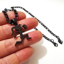 (Dziewczyna) Czarny 1 cal ICP Hatchetman Wisiorek Naszyjnik ze stali nierdzewnej Łańcuszek 24''