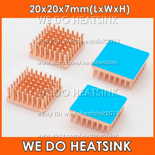 20x20x7mm Pure Copper Pin Fins Square Heatsink Radiator Cooler For Electronic IC