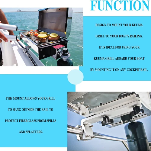 for Kuuma 58182 Stow N' Go Grill Rail Mount 7/8" to 1-1/4" Marine BBQ Boat RV - Picture 3 of 10