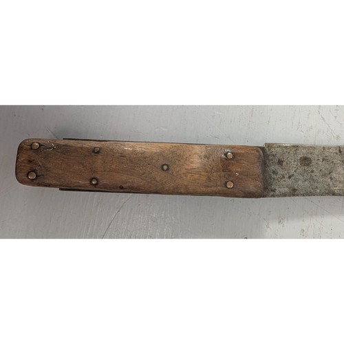 Lot of 3 Vintage Knives Wood Handle Brass Rivets Chef Butcher Primitive Unmarked - Picture 10 of 14