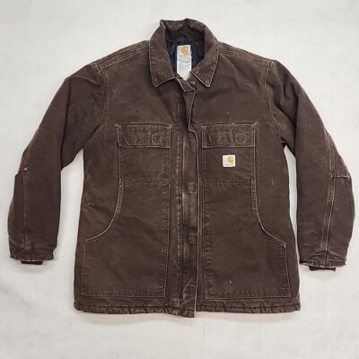 carhartt detroit jacket large For Women RN 14806 Brown Quilted