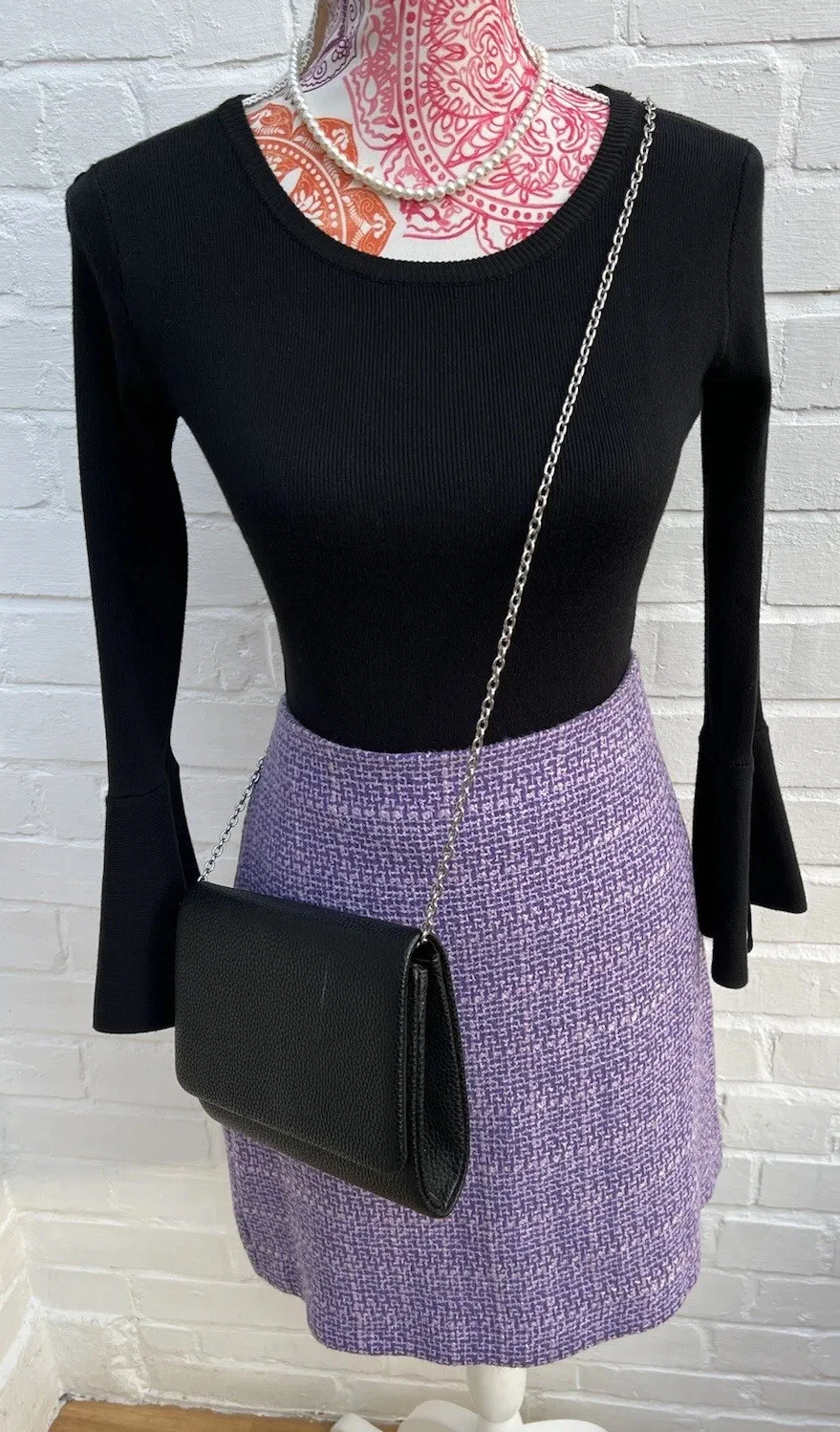 BNWT M&S Collection Purple Tweed Skirt UK 18 Aline Formal