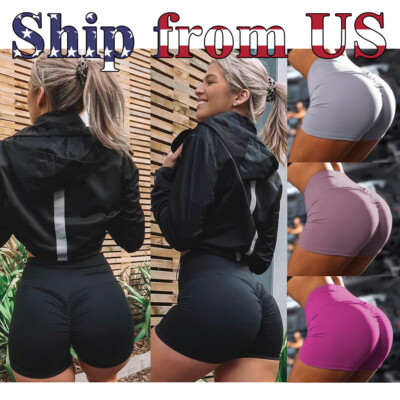 Women's Push Up High Waist Yoga Shorts Ruched Sports Pants Casual Gym Workout US