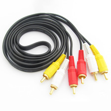 10pcs 5ft AV TV Cable Triplets RCA Phono Male Cable 3RCA Male to 3RCA Male Gold