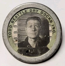 WW2 Todd Seattle Dry Docks Inc Shipyard ID Badge - PB