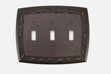 Lot of 1 - Allen Roth 3-Gang Dark Oil-Rubbed Bronze Double Toggle Wall Plate