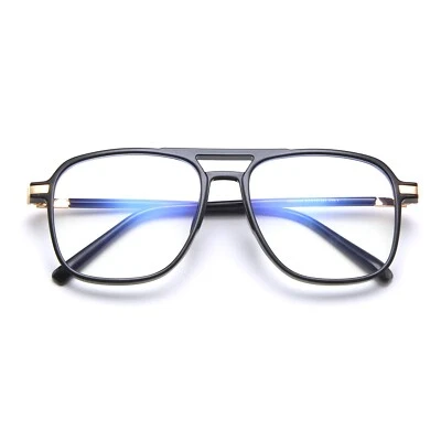 TECH-LINE-DIRECT FASHION ACCESSORIES Double Bridge Square Anti-blue Light Glasses Men/Women Vintage Computer Glasses