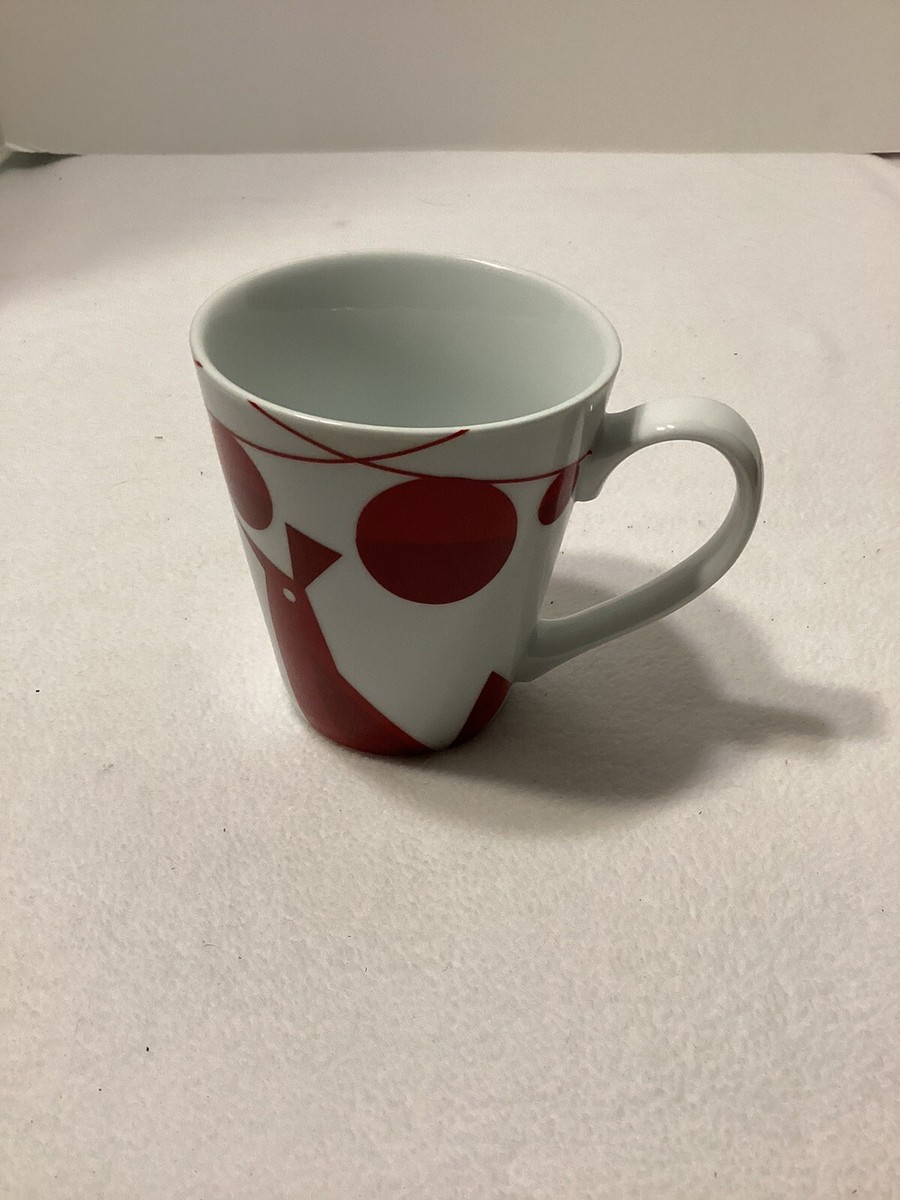 STARBUCKS Holiday Coffee Mug White w/ Red Partridge & Christmas Ornaments  2012