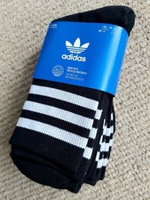 5 PAIRS : MEDIUM 6.5-8 40-42 ADIDAS Black MID CUT Crew Sports SOCKS H65459 Adi5