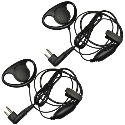 2-Pack HQRP D Shape Earpiece Hands Free Headset Mic für Motorola Radio Geräte