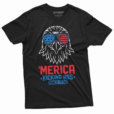 USA Eagle Merica Shirt Mens Cool 4th of July 1776 independence patriotic Tee 