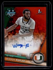 Wooga Poplar 2023-24 Bowman University Chrome Orange Refractor Auto Card /25