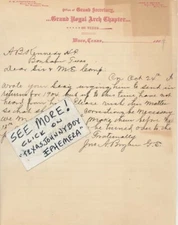 1904 letterhead GRAND ROYAL ARCH CHPTR Waco Texas J BRYAN Masonic FW FITZPATRICK