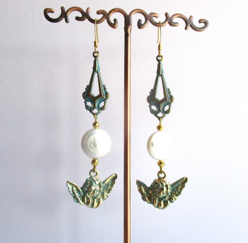 Handmade Angels / Cherubs Gold Tone Charm Earrings, Free US Shipping! - Picture 9 of 25