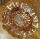 Vintage Millersburg Marigold Carnival Glass Whirling Leaves Ruffled Bowl