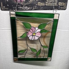 Beautiful Floral Pink Flowers Stained Glass 12  X 15  Sun Catcher