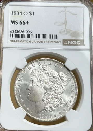1884-O Morgan Silver Dollar NGC MS66+ Beautiful plus coin