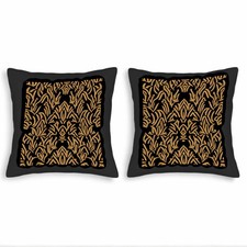 Set of 2 18x18in Throw Pillow Covers with Luxurious Intricate Gold FloralPattern