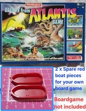 SPARES for ESCAPE FROM ATLANTIS Board Game - Waddingtons 1986 / 2 x Boats - Used