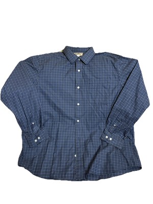 Duluth Trading Co 2XL Long Sleeve Button Shirt Mens Blue Plaid Wrinkle Fighter