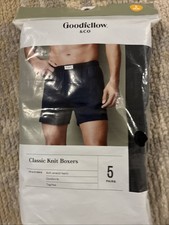 Goodfellow  Co Classic Knit Boxers Mens S 28-30 Black 5 Pairs Tag Free Soft NEW