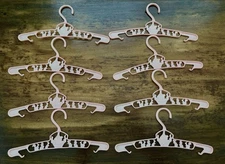 Set 8 Vintage Kids Baby Clothing Hangers Light Pink Plastic Circus Animal Theme