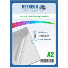 Refresh Cartridges MATTE Laminating Pouches A2 150 Micron Pack of 50 Sheets