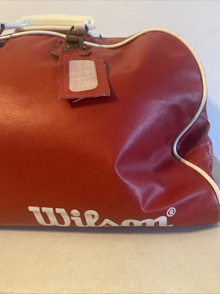 Винтажная теннисная спортивная сумка Wilson карман для хранения ракеток ~ спортивная сумка 70-х красный винил - Изображение 2 из 4