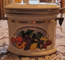 Vtg Knott's Berry Żywność rolnicza Ceramiczny pojemnik Owoce Design Owalny z pokrywką