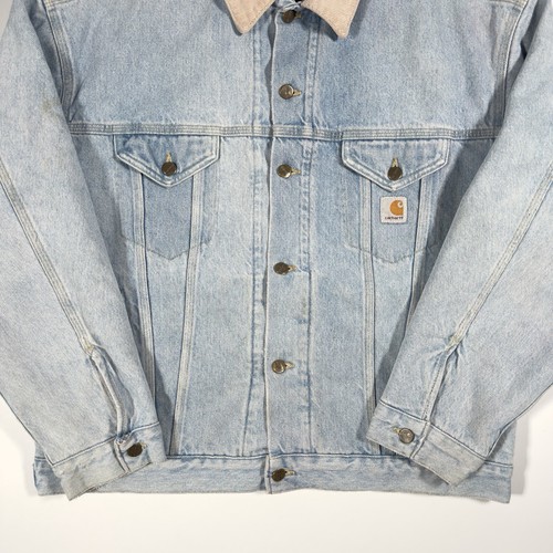 Carhartt Vintage Blue Blanket Lined Denim Jacket XL Workwear - Picture 3 of 15