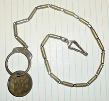 OLD RR Watch CHAIN M of W Western New Castle B&O Railroad Brass Round NUMBER TAG