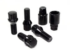 Set of 4 Veritek 14x1.25mm Black Wheel Bolt Locks w/ 2 Keys 28mm Shank Length...