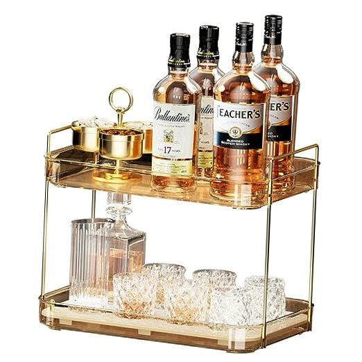 Whiskey Tray, Glass Cup Rack, Mug Holder, Coffee Cup Organizer, Amber-2