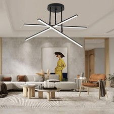 Dimmable Modern LED Chandelier 24W Black Semi Flush Mount Ceiling Light