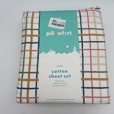 Pillowfort Full Plaid Print Cotton Kids' Sheet Set