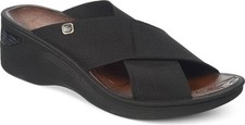 NWT Bzees Desire Wedge Black Elastic Strap Slide Sandals Shoes 902169 Women 10 M