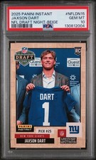 2025 PANINI INSTANT NFL DRAFT NIGHT BEIGE #NFLDN15 JAXSON DART RC 12/25 PSA 10