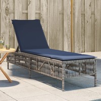 Sonnenliege Poly Rattan Grau Mit Kissen FüR Garten Terrasse Balkon