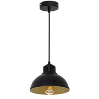 HäNgelampe KüChe Metall Schwarz Gold Ø21 Cm E27 Loft Pendelleuchte Esstisch