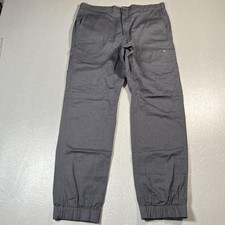 Mack Weldon Jogger Pants Mens Large Gray Cotton Stretch Twill Drawstring Cuffed