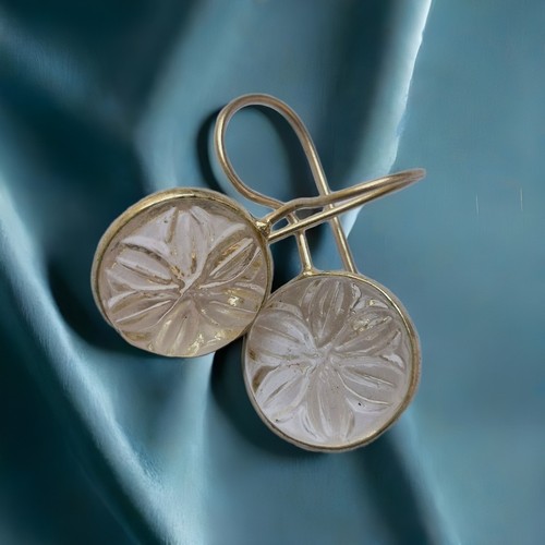 Pendientes colgantes de plata esterlina con piedras preciosas de cuarzo talladas a mano joyería de moda regalo - Imagen 4 de 5