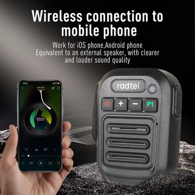 Two Way Radio Wireless Bluetooth Speaker Mic, Handheld Shoulder Microphone for B