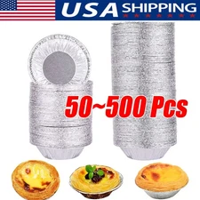 50~500Pcs Mini Round Egg Tart Pans Aluminum Foil Eggtart Mold Cupcake Pie Case