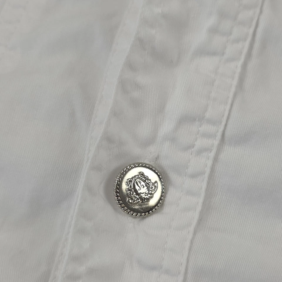 Chaleco Versace Jeans Signature Para Hombres Mediano Blanco Denim Plateado Botones Medusa Foto 2 de 4