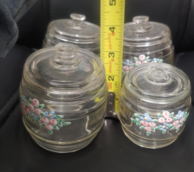 4 vintage Richard G Krueger glass nursery jars